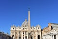 Saint Peter Basilica at the Piazza San Pietro with the ancient egyptian Obelisk. Vatican City, Rome, Italy. Royalty Free Stock Photo