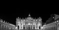 Saint Peter Basilica in Vatican City illuminated by night, masterpiece of Michelangelo and Bernini Royalty Free Stock Photo