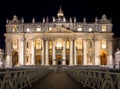 Saint Peter Basilica in Vatican City illuminated by night, masterpiece of Michelangelo and Bernini Royalty Free Stock Photo