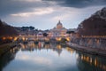 Saint Peter Basilica in Vatican city with Saint Angelo Bridge in Rome, Italy Royalty Free Stock Photo