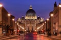 Saint Peter Basilica in the Vatican, night view Royalty Free Stock Photo