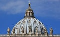 Saint Peter dome with Jesus among saints baroque statues, in Rom