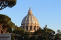 Saint Peter dome view on a sunny day without clouds from Rome, Italy Royalty Free Stock Photo