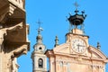 Saint Peter and Paul church clock and bell tower with automaton in a summer day in Mondovi, Italy Royalty Free Stock Photo