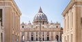 Saint PeterÃ¢â¬â¢s Basilica, main facade and dome. Vatican City. Royalty Free Stock Photo