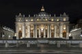 Saint Peter`s Basilica and Saint Peters Square at night Royalty Free Stock Photo