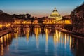 Saint Peter's Basilica in Vatican City State at Night Royalty Free Stock Photo