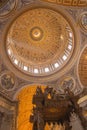 Saint Peter's Basilica in Vatican. Richly decorated domes in the basilica