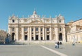 Saint Peter`s Basilica. view from the square Saint Peter`s  on a clear sunny morning Royalty Free Stock Photo