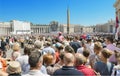 Saint Peter's Square full of people and tourist waiting for pope Francis. Royalty Free Stock Photo