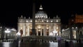 Saint Peter`s Square, St. Peter`s Basilica, St. Peter`s Basilica, night, landmark, city, metropolis Royalty Free Stock Photo