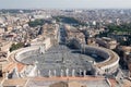 Saint Peter`s Square in Vatican and aerial view of Rome