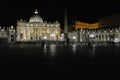 Saint Peter square and Basilica at night Royalty Free Stock Photo