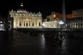 The Saint Peter square at night. Piazza San Pietro, Vatican city Royalty Free Stock Photo