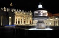 The Saint Peter square at night. Piazza San Pietro, Vatican city Royalty Free Stock Photo