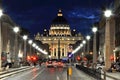 The Saint Peter square at night. Piazza San Pietro, Vatican city Royalty Free Stock Photo