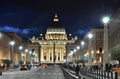 The Saint Peter square at night. Piazza San Pietro, Vatican city Royalty Free Stock Photo