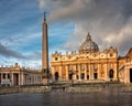 Saint Peter Square and Saint Peter Basilica in the Morning, Rome Royalty Free Stock Photo