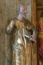 Saint Peter, statue on the altar of the Holy Trinity in the church Visitation of the Virgin Mary in Vinagora, Croatia