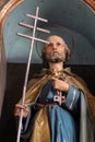 Saint Peter, statue on the main altar in the church Sacred Heart of Jesus and St. Ladislaus in Mali Raven, Croatia