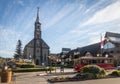 Saint Peter Stone Church and Red Trolley Bus - Gramado, Rio Grande do Sul, Brazil