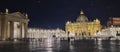 Saint Peter's basilica and square by night, Rome Italy Royalty Free Stock Photo