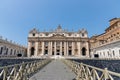 Saint Peter's Square is a large plaza located directly in front of St. Peter's Basilica in Vatican City. Chairs Royalty Free Stock Photo