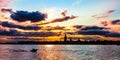 A beautiful wide panoramic view of Saint-Peterburg city by night