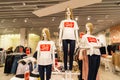 Saint-Peterburg, Russia - January 6, 2020. SALE. Fashion Mannequins Standing In shop. Casual dress Clothing Shop In Shopping Mall