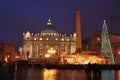 Saint Peters basilica In Night, Roma Royalty Free Stock Photo