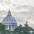 Saint Peters Dome from Vatican Courtyard View