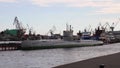 Saint Petersburg, Admiralty Shipyards or Admiralty Verfi, port cranes, Submarine C-189, military museum.