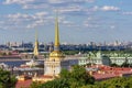 Saint Petersburg aerial cityscape from St. Isaac`s cathedral top, Russia Royalty Free Stock Photo