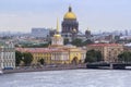 Saint Petersburg aerial view, St Isaac Cathedral and Neva river Royalty Free Stock Photo