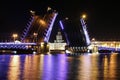 Saint Petersburg bridge opening in a summer night