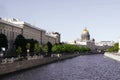 Saint Petersburg, buildings, river, dome of St. Isaac`s Cathedral on a Sunny day