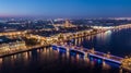 Saint-Petersburg Cityscape, Isaacs Cathedral, Admiralty, Palace Bridge, Aerial morning view of Saint-Petersburg, Russia Royalty Free Stock Photo