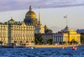 Saint Petersburg cityscape with St. Isaac`s cathedral, Hermitage museum and Admiralty building, Russia Royalty Free Stock Photo