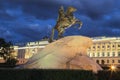 Saint Petersburg, equestrian statue of the Russian Emperor Peter the Great, Royalty Free Stock Photo