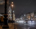 Saint-Petersburg historical building city night road cars light illumination