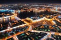 Saint Petersburg at night aerial panoramic view with Neva river and Palace square Royalty Free Stock Photo