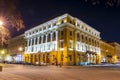Saint Petersburg Philharmonia on Culture square at night, Russia