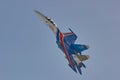 SAINT-PETERSBURG, RUSSIA Aerobatic team `Russian knights` aircraft SU-30