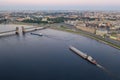 Saint Petersburg. Russia. Alexander Nevsky Bridge lifted. The drawbridges of Petersburg. Navigation on the Neva River. Cities of Royalty Free Stock Photo