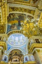 Saint Isaac`s Cathedral, interior. Ornate religious edifice with gold dome - Saint Petersburg, Russia