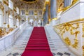 Saint Petersburg, Russia - April 2021: Jordan staircase of Winter Palace Hermitage museum