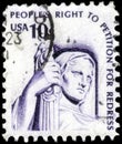 Saint Petersburg, Russia - April 01, 2020: Postage stamp issued in the United States with the image of the Contemplation of