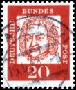 Saint Petersburg, Russia - April 14, 2020: Postage stamp printed in the Federal Republic of Germany with a portrait of the Johann