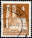 Saint Petersburg, Russia - April 21, 2020: Postage stamp printed in the Germany, Allied Occupation, with the image of the Munich