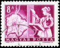 Saint Petersburg, Russia - April 30, 2020: Postage stamp printed in the Hungary with the image of the Map of Budapest and Royalty Free Stock Photo